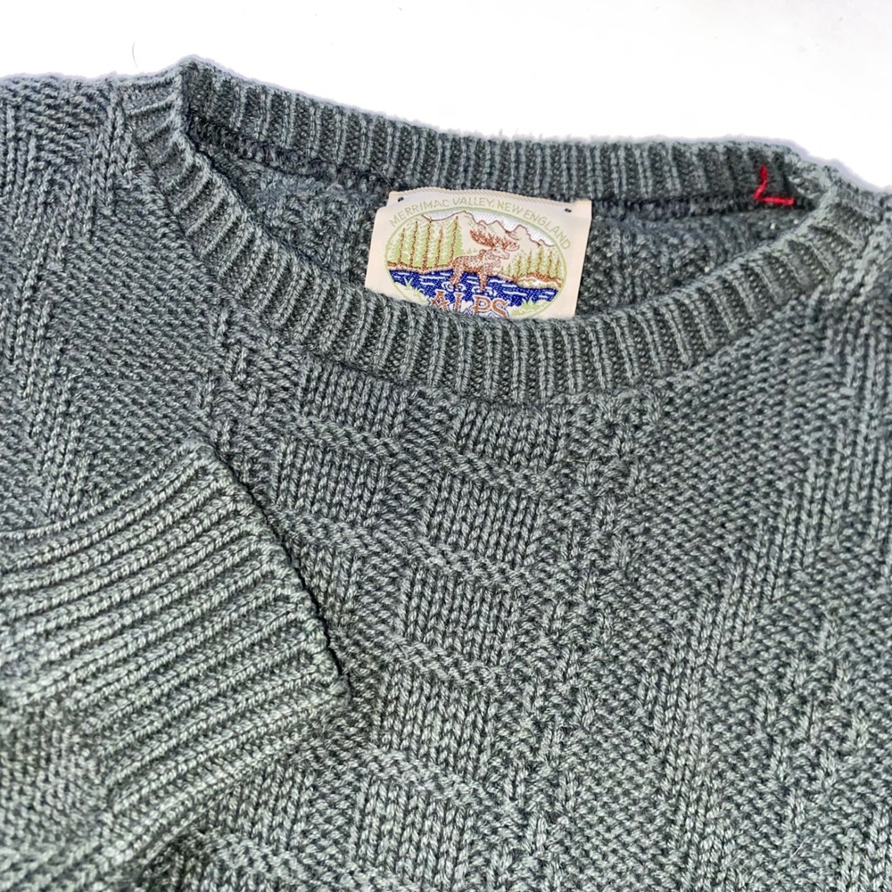 Alps Merrimac Valley New England Vintage Textured Knit Crewneck Sweater Mens M